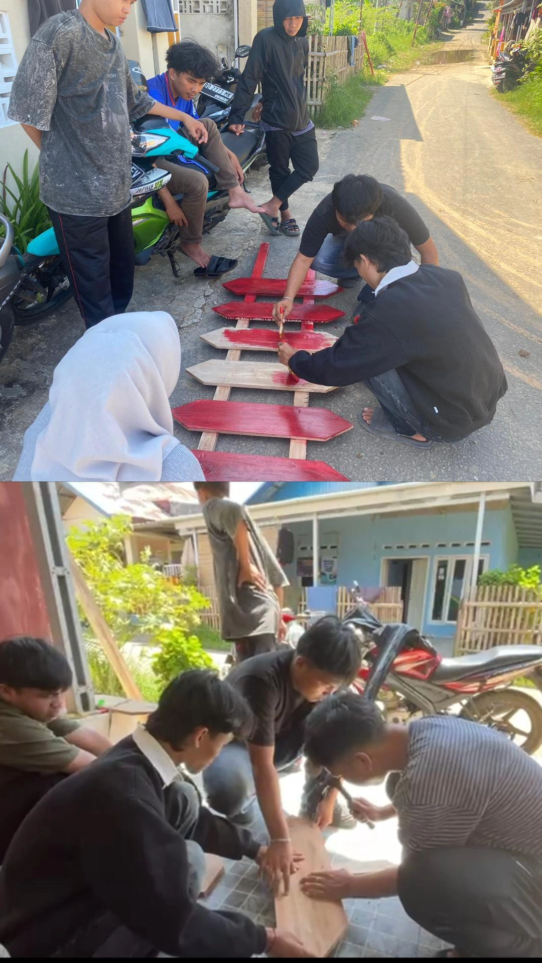 Pembuatan dan pengecatan plang edukasi sampah, dan plang pembatas rt