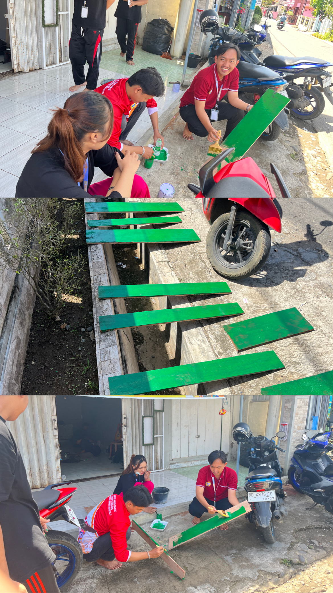 proses pengecat an untuk plang edukasi sampah