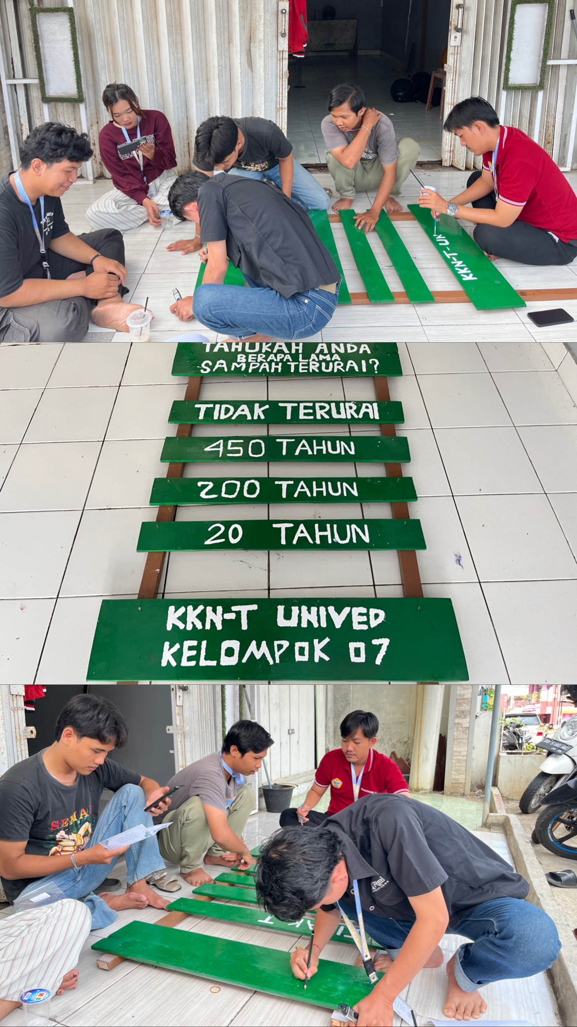membuat tulisan di plang edukasi sampah