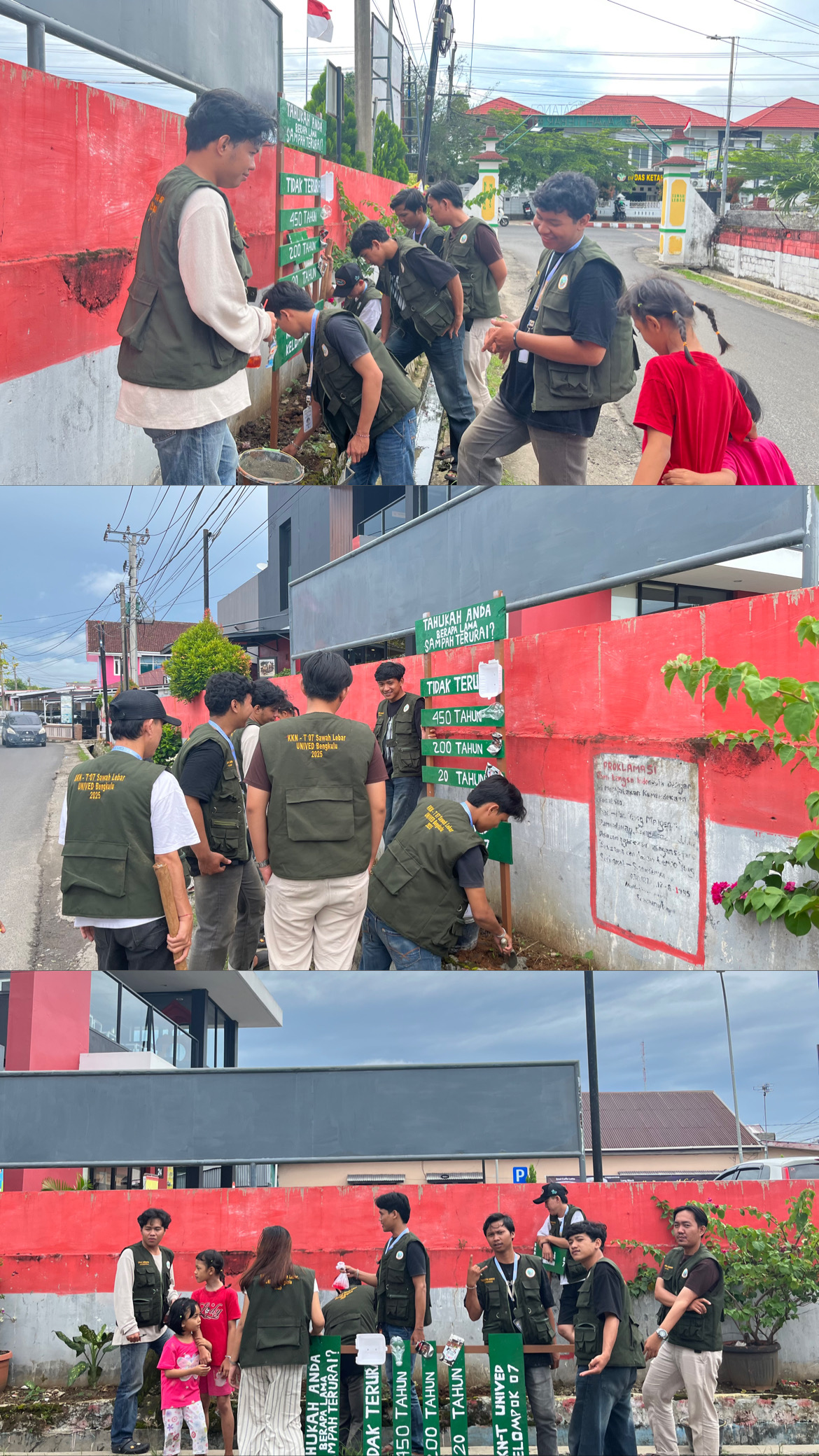memasang plang edukasi sampah di rt08 rw02 sawah lebar