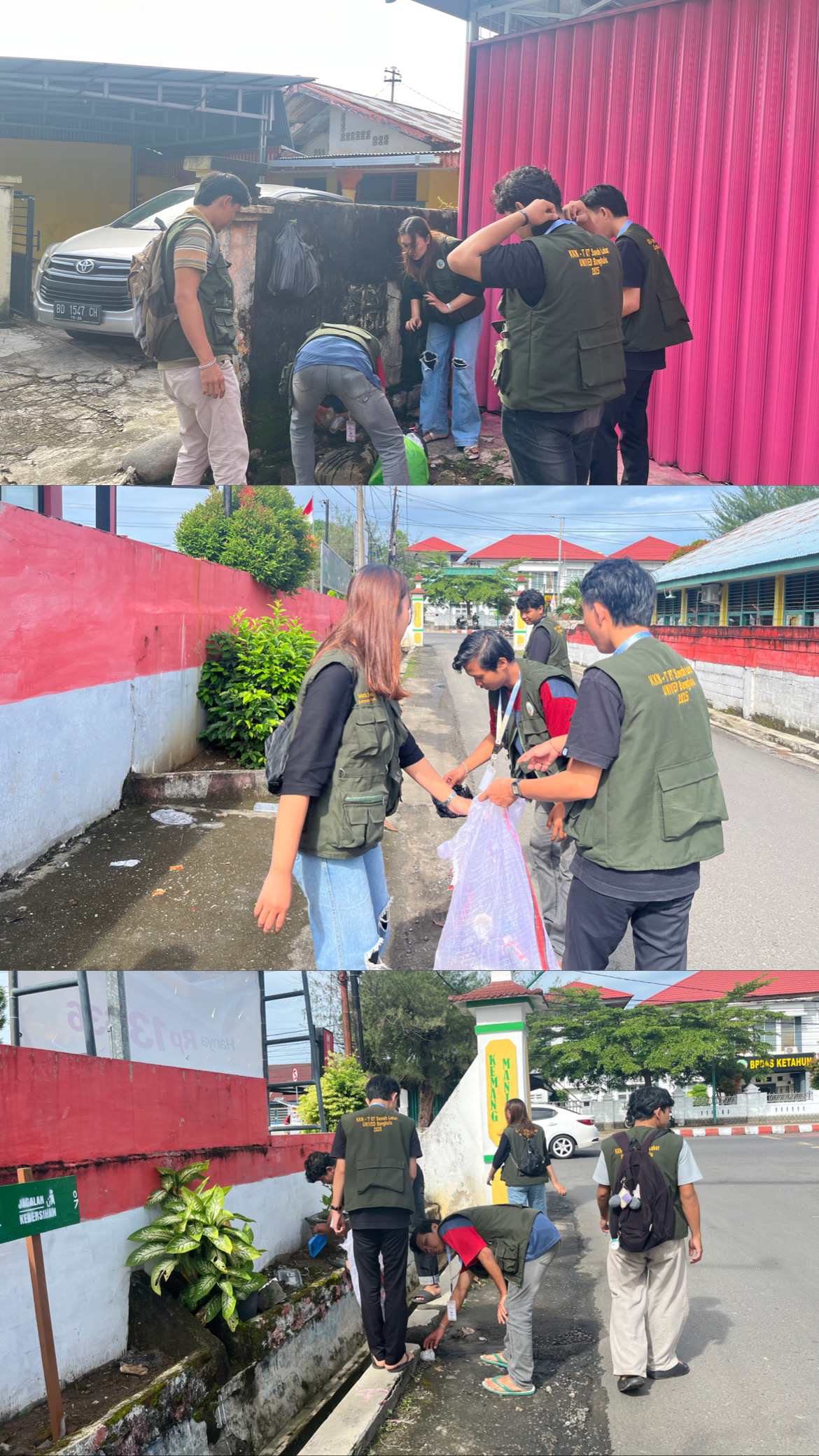 memungut sampah plastik 