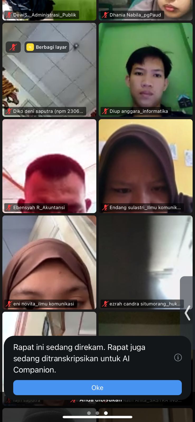 Pembekalan kedua via zoom