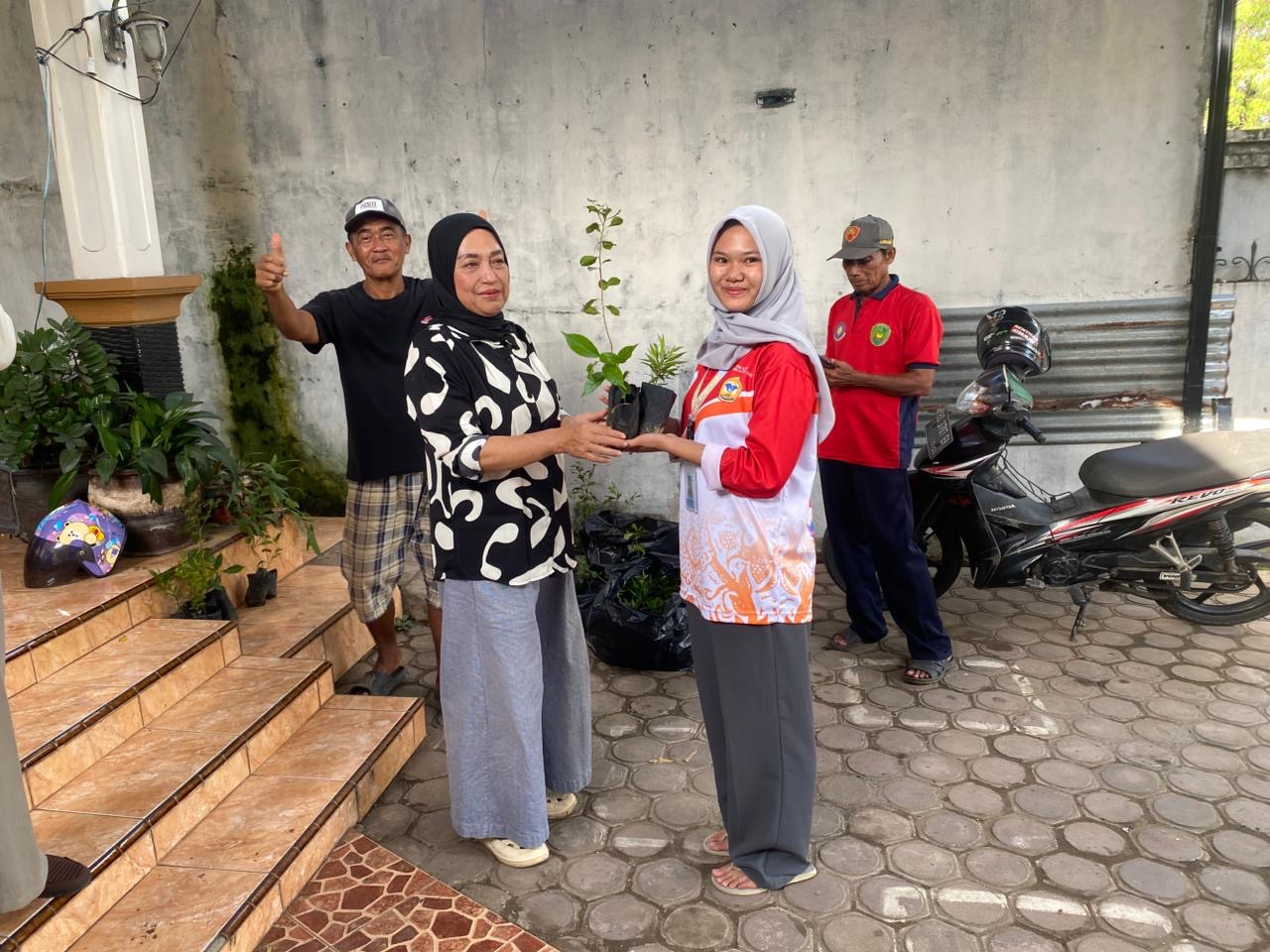 Membagian bibit tanaman bunga pucuk merah,ketapak kencana,taba buyah kepada warga rt 10rw 4