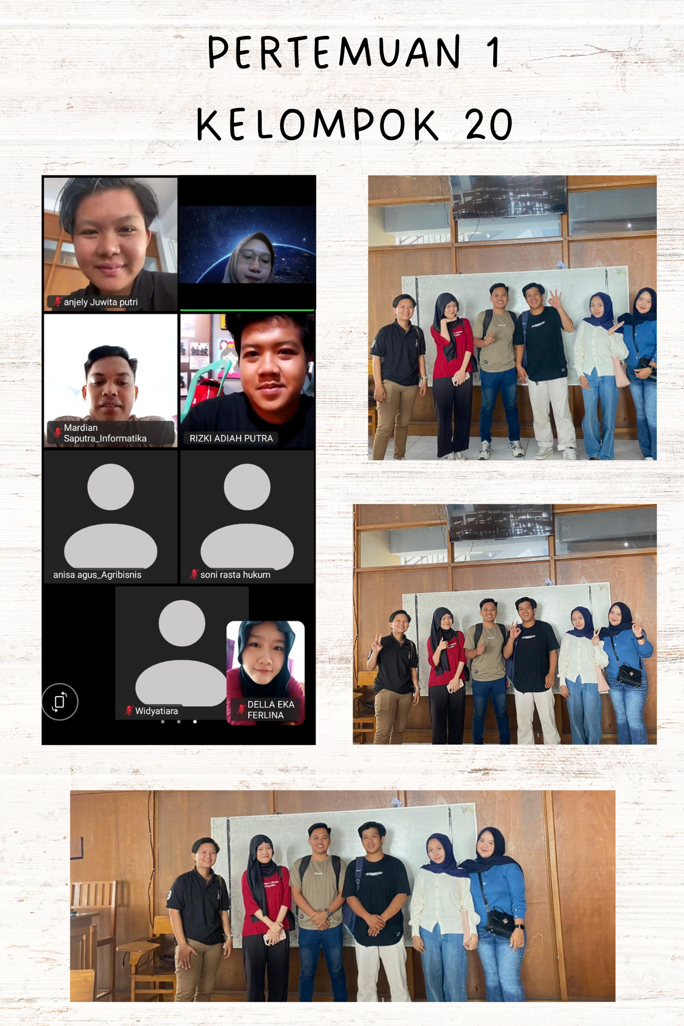 PERTEMUAN PERTAMA PARA ANGGOTA DAN ZOOM DENGAN  DPL KELOMPOK 20