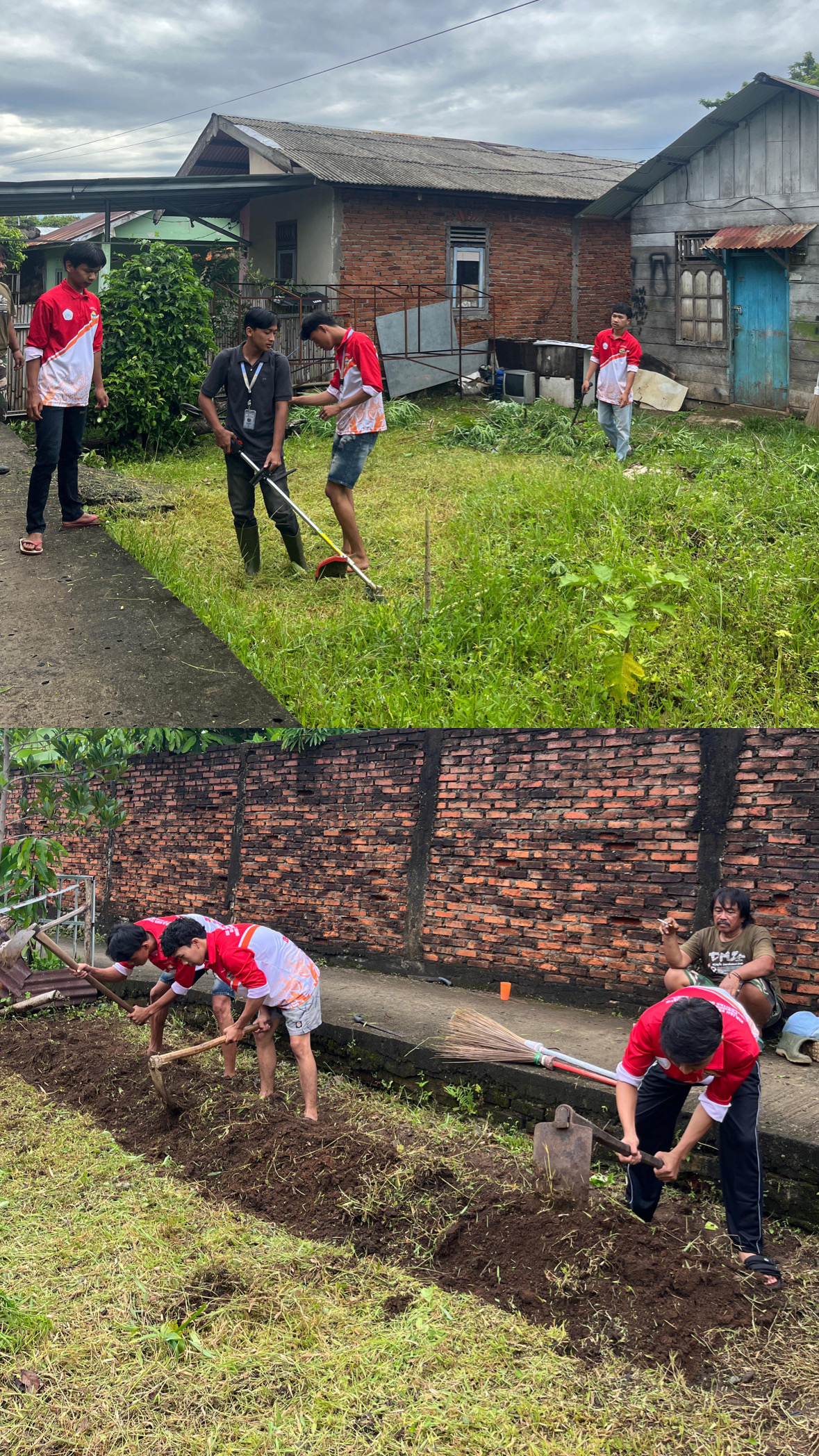 Gotong Royong Pembersihan Halaman Rumah Terbengkalai dan Persiapan Lahan Untuk Menanam Sayuran.