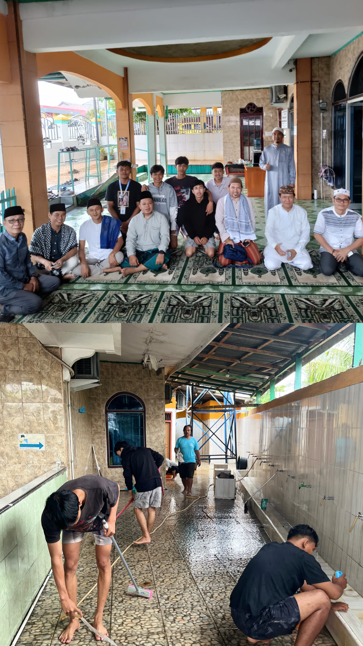 Gotong Royong Membersihkan Masjid di Minggu Kedua.