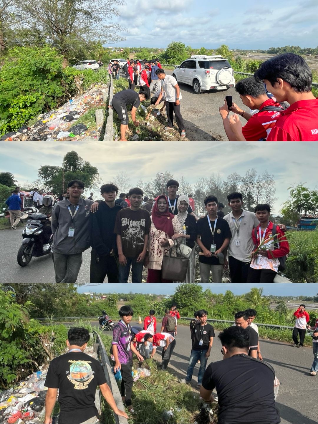 Foto Bersama Ibu DPL dalam Kegiatan Pembersihan Sampah dan Rumput untuk Persiapan Pembuatan Taman.