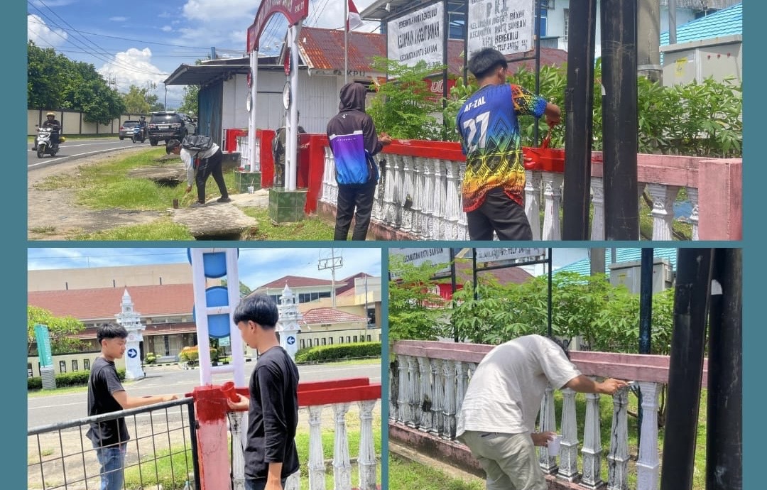 Program Kerja Pengecatan Pagar Kelurahan Anggut Bawah.