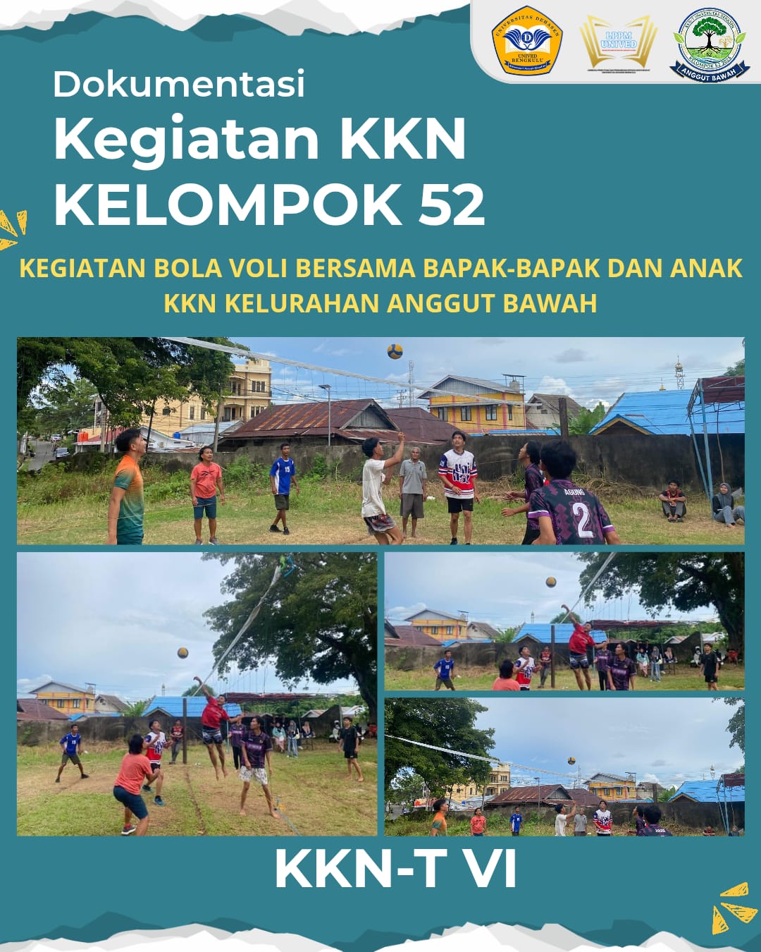 Kegiatan Bola Voli Bersama Bapak-Bapak, Ibu-Ibu, dan Anak KKN Kelurahan Anggut Bawah