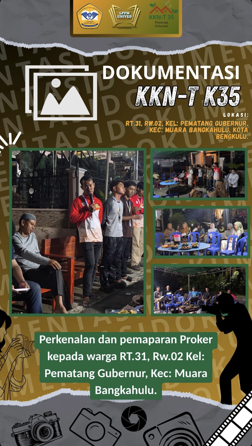 Perkenalan dan pemaparan proker kepada warga RT.31/RW.02 kelurahan Pematang Gubernur kec. Bangkahulu