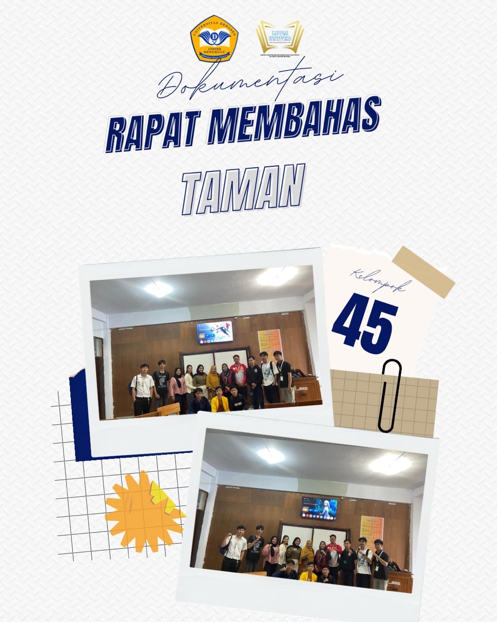 Rapat mendiskusikan rencana  untuk membuat taman.