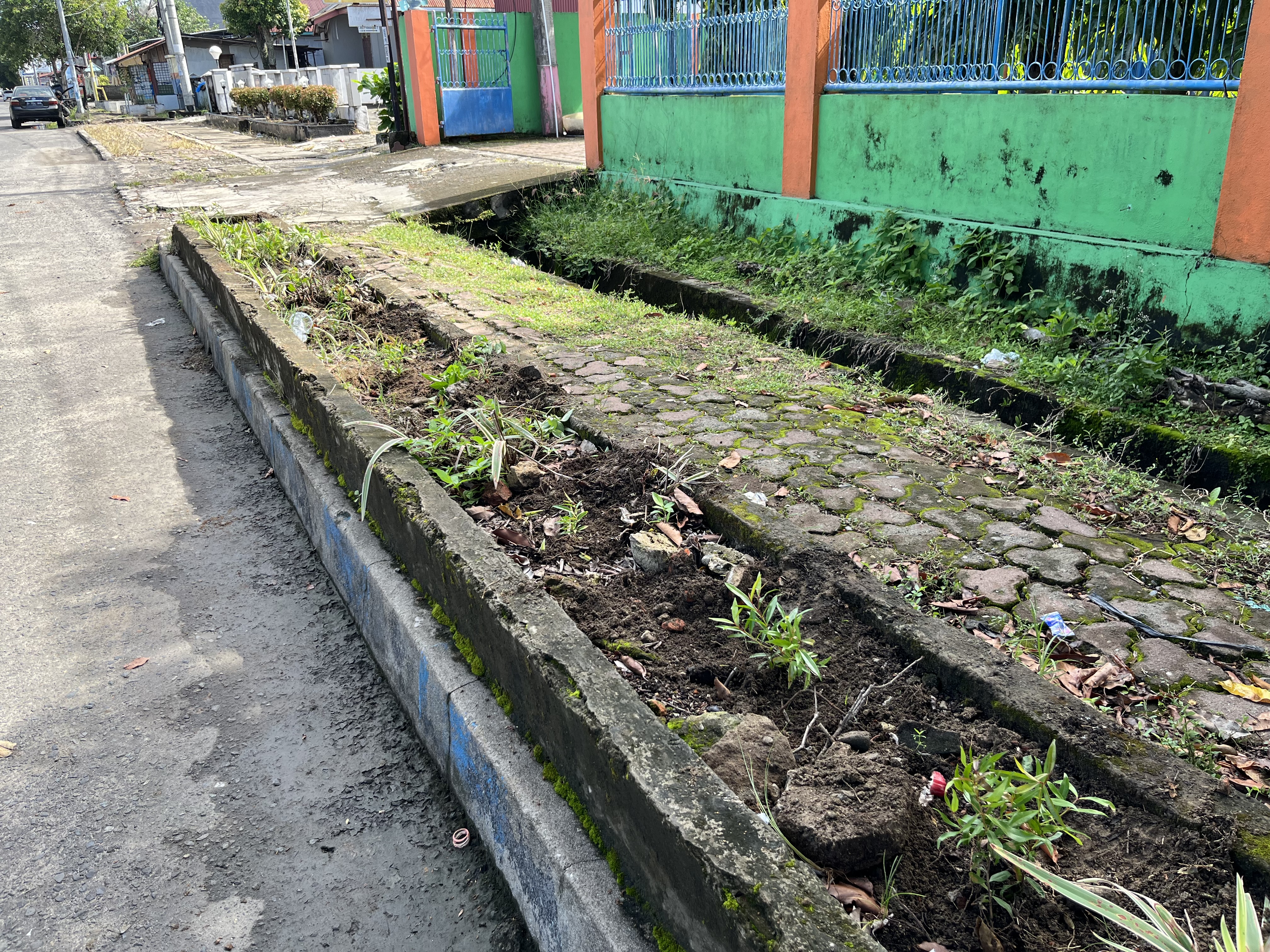 Colaborasi kelompok 45 dan 10 kelompok lain nya Memberikan warna/ ngecat  papan kayu.botol untuk taman di lempuing bibit yang sudah di tanam di torotowar pinggir jalan rt 10/ lingkungan rt 10.