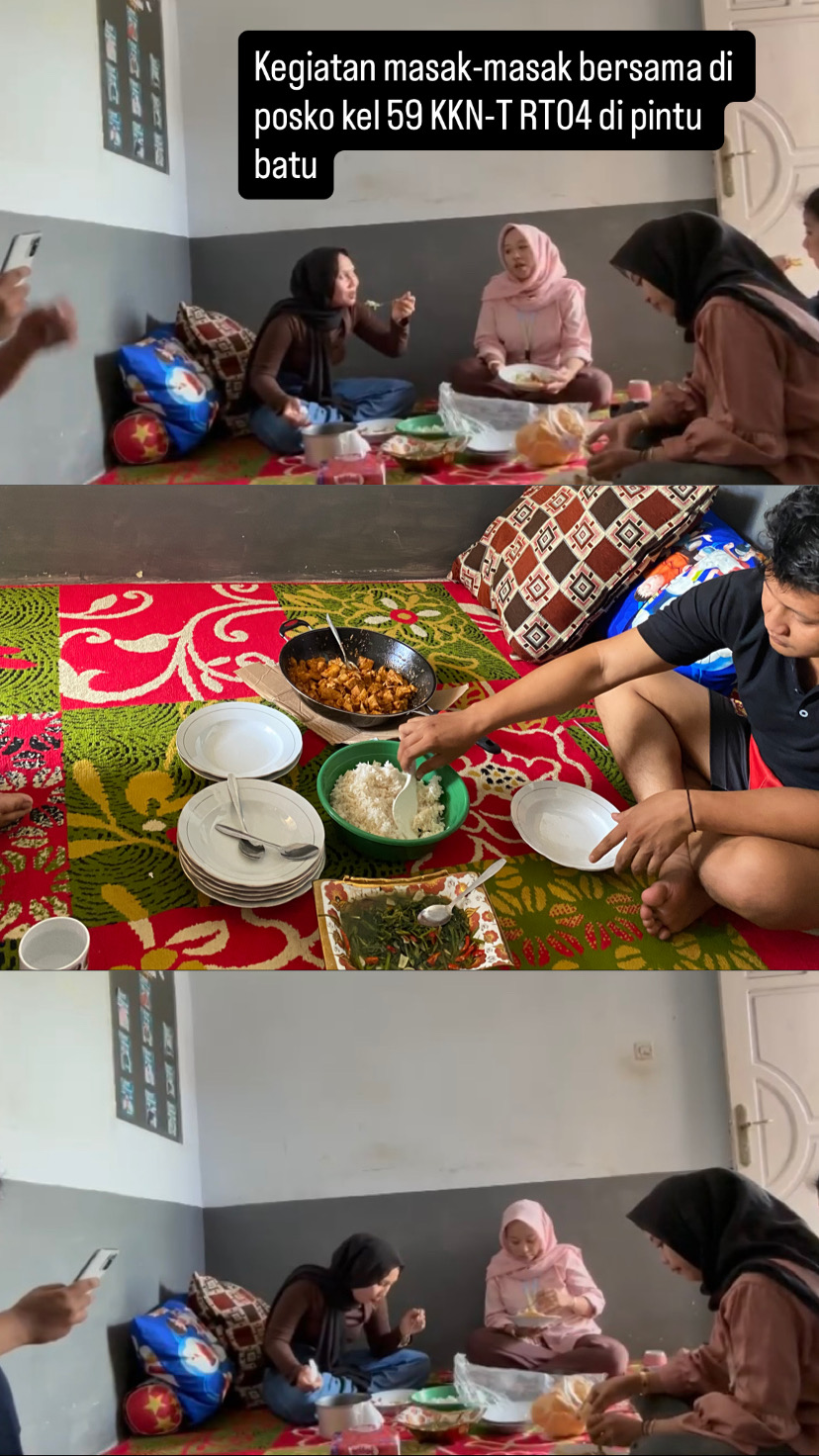 Kegiatan masak-masak bersama di posko kel 59 KKN-T RT04 di pintu batu