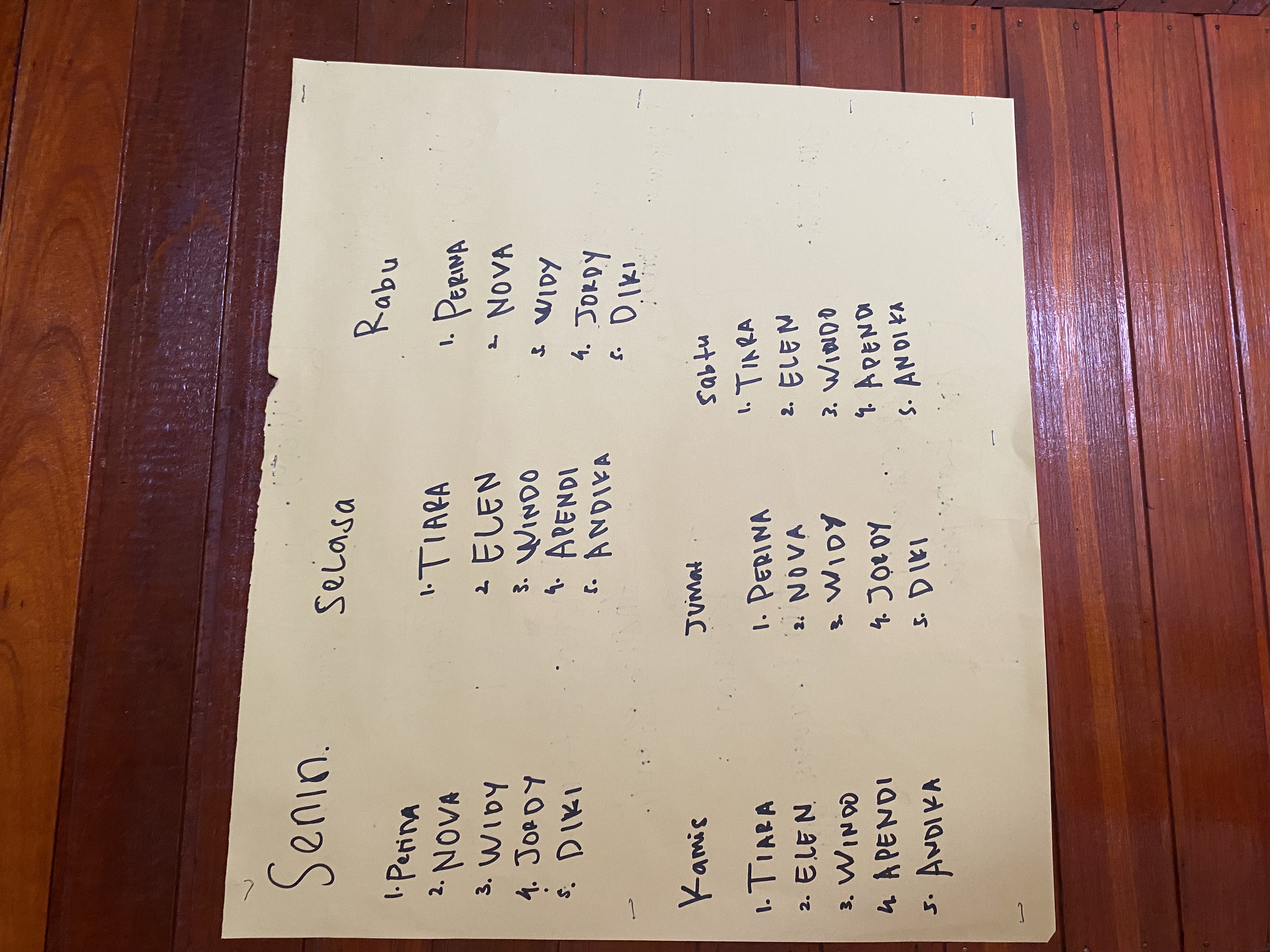 Jadwal Piket di posko 48 