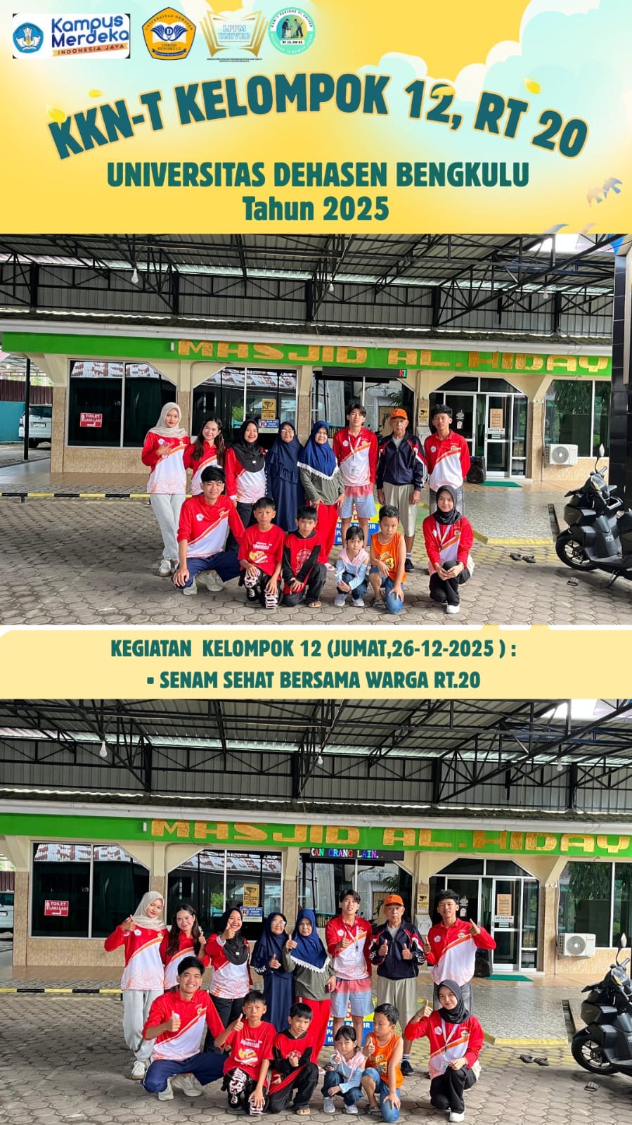 Kegiatan senam sehat di rt 20 kelompok 12 