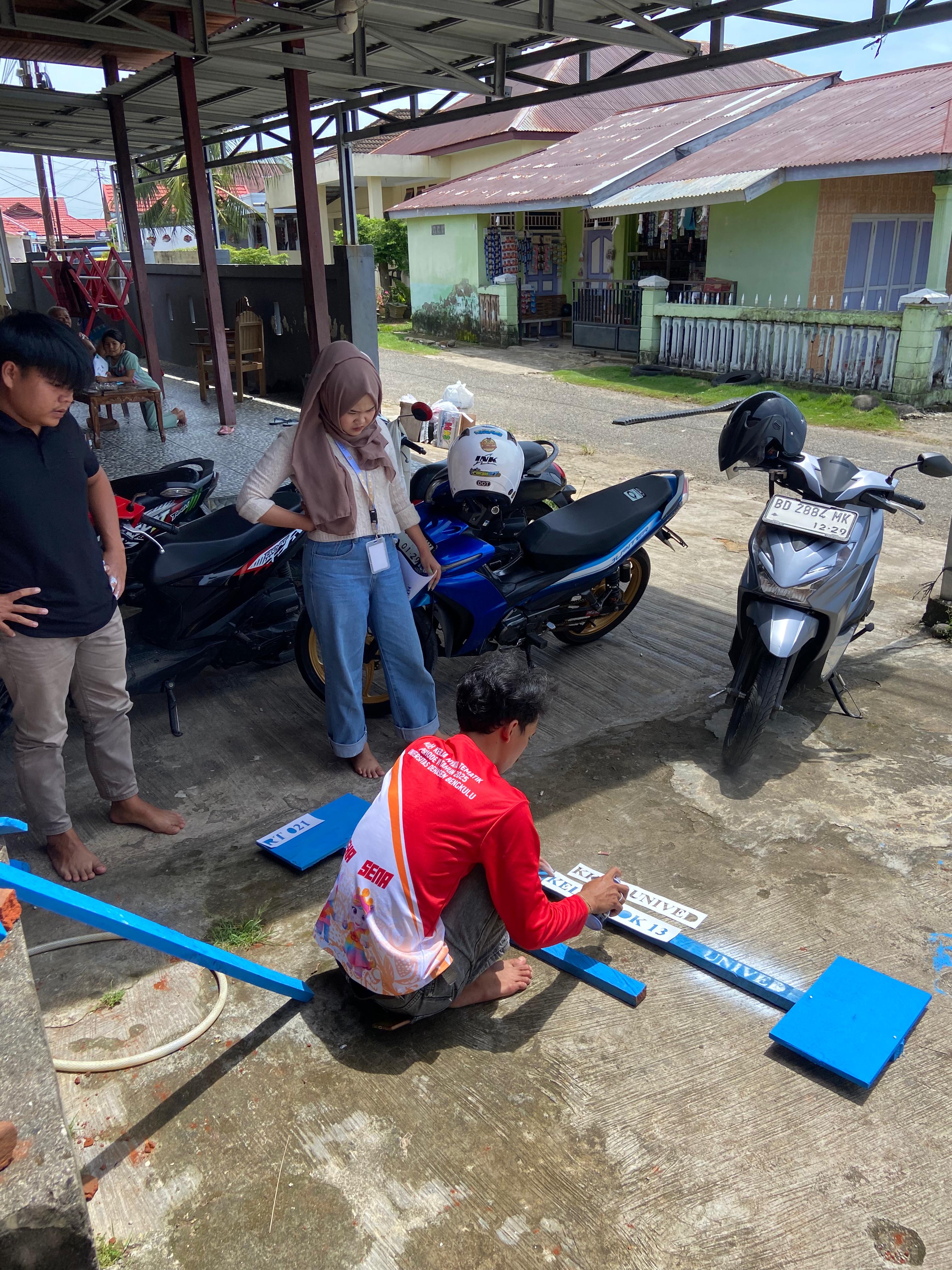 Proses pembuatan nama nama gang Rt 21,Rw05,sawah lebar 