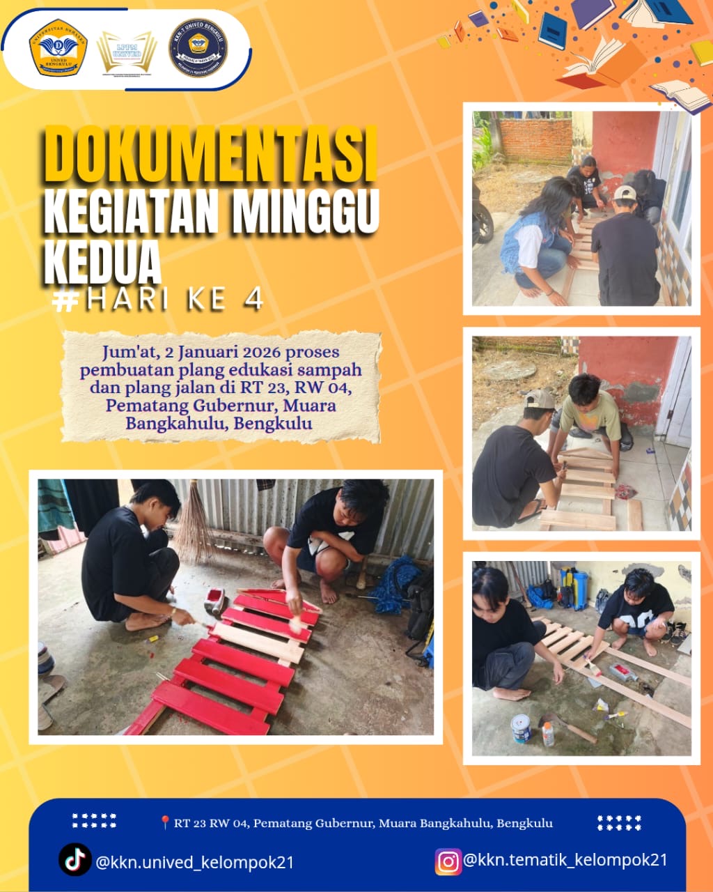 Proses pembuatan plang sampah dan plang gang