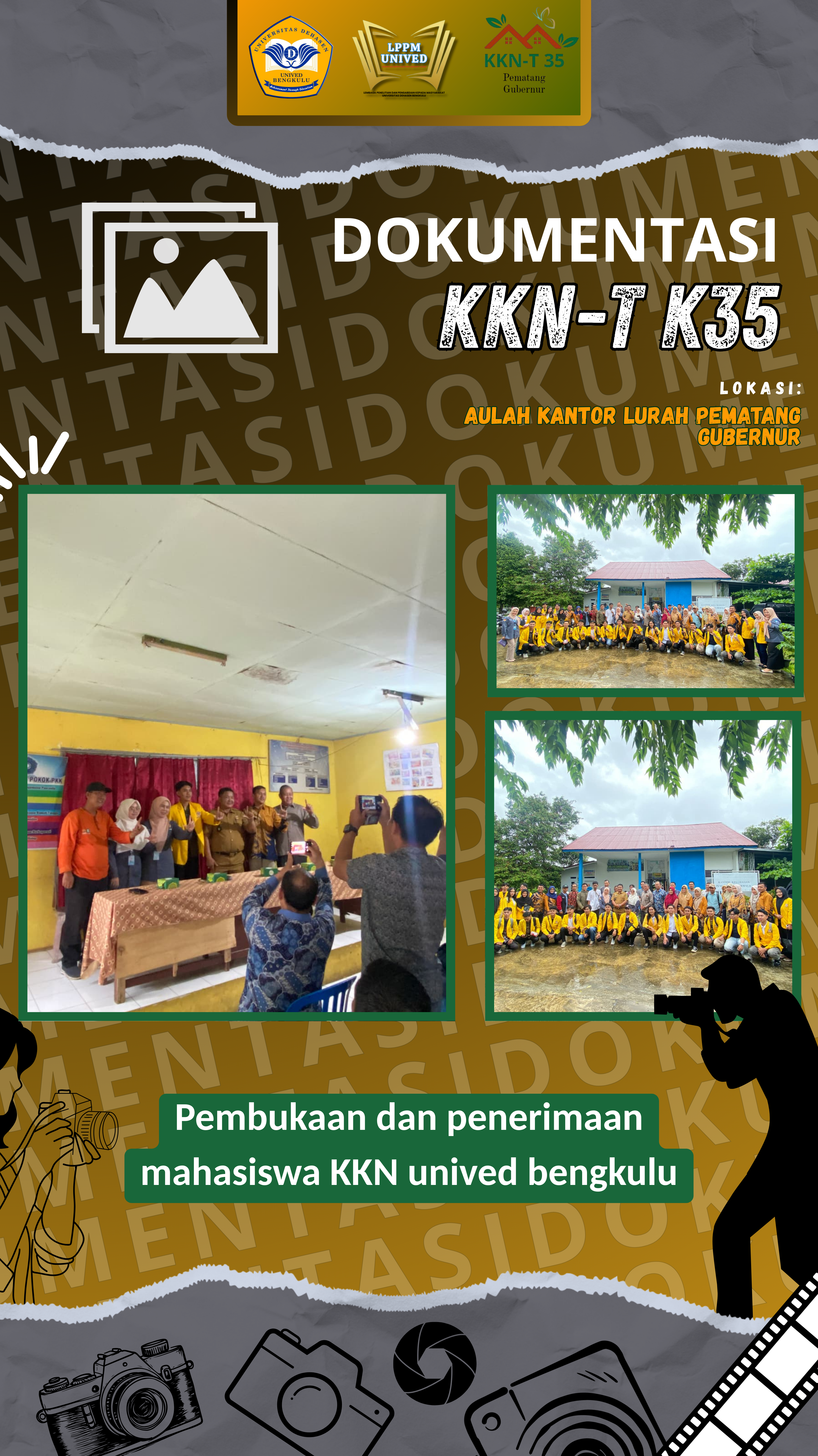 Pembukaan dan penerimaan mahasiswa kkn-t di kantor lurah pematang gubernur