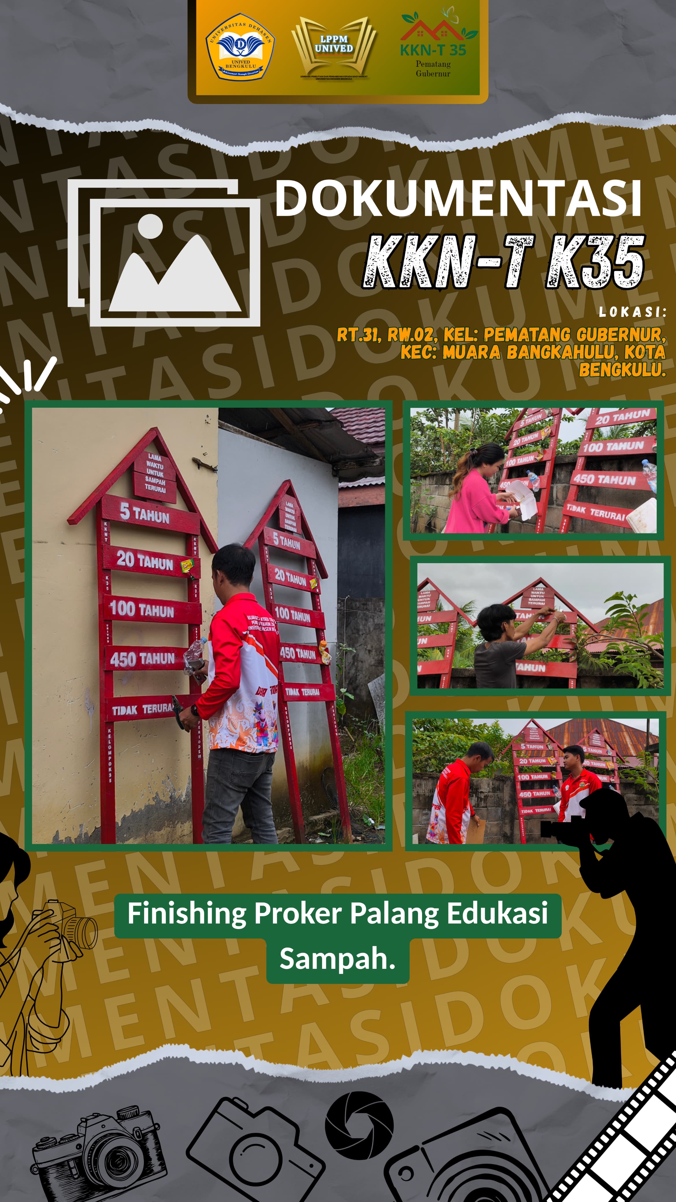 Tahap tetak pembuatan pelang sampah 