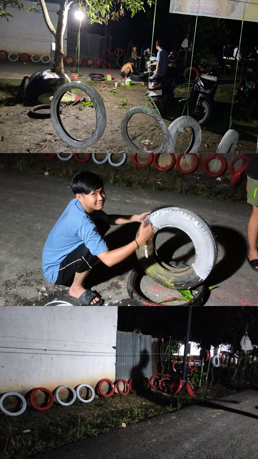 Lanjut pengecatan ban untuk taman