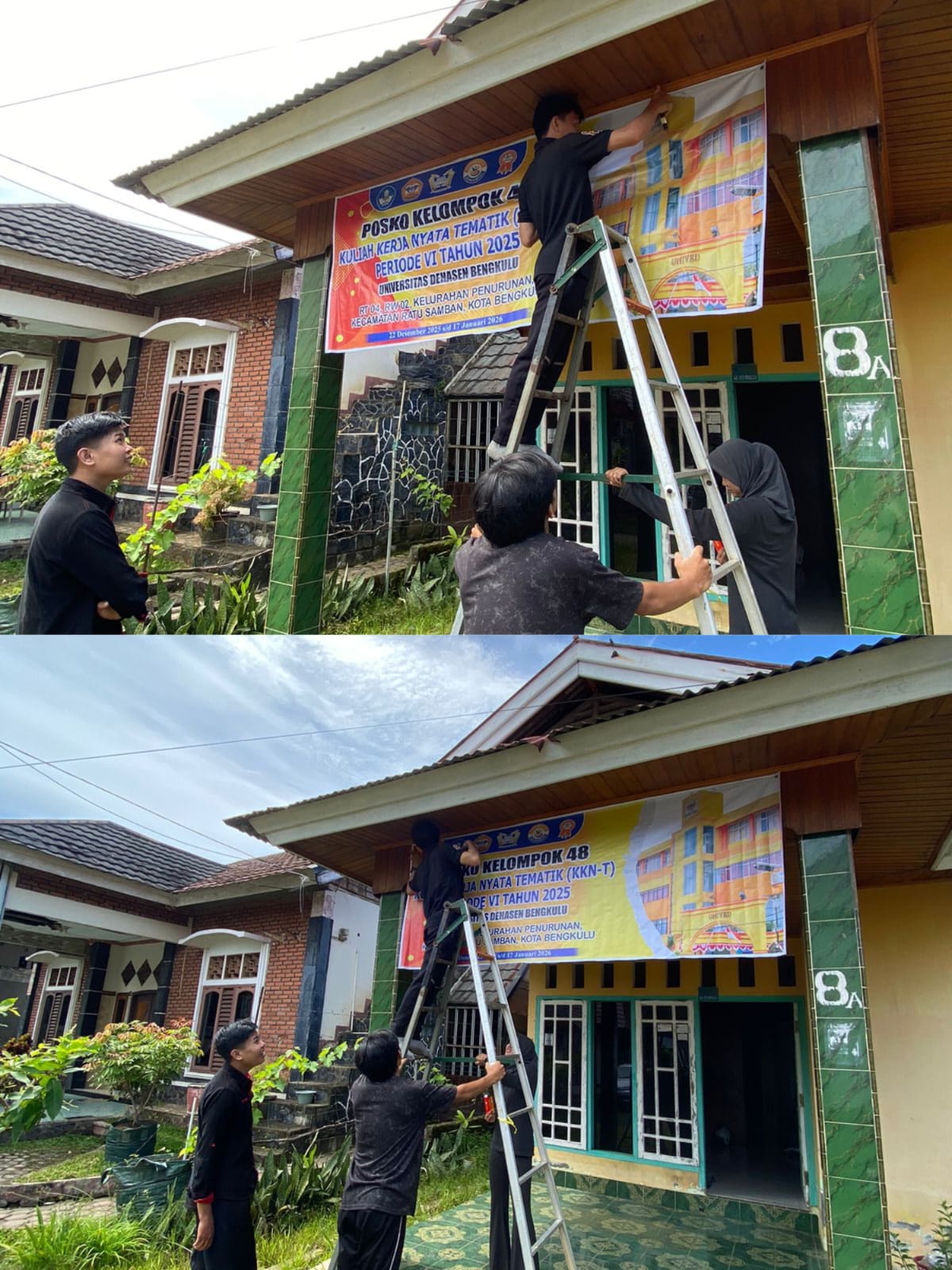 Pemasangan spanduk kelompok 48 di rt 4 rw2 penurunan