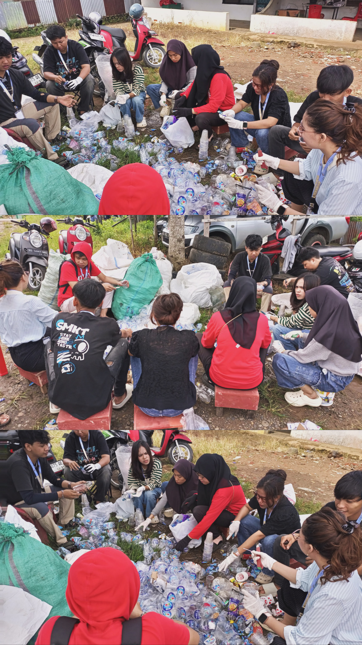 Memilah dan membersihkan sampah kelompok 44