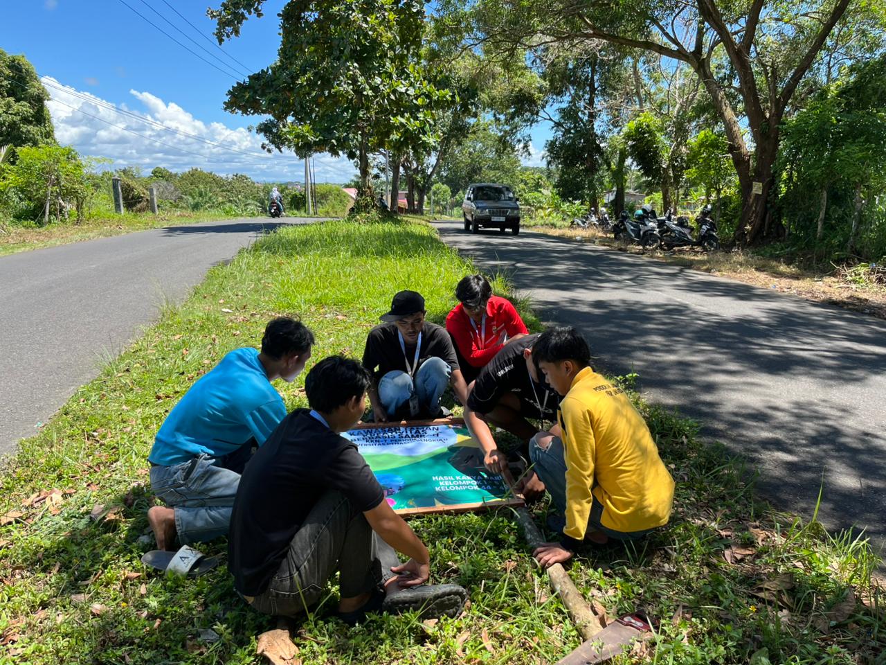 Pembuatan spanduk untuk taman di lempuing 