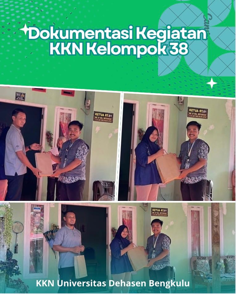 Pemberian kenang-kenangan kepada Ketua RT 61 pada Kegiatan Penutupan KKN