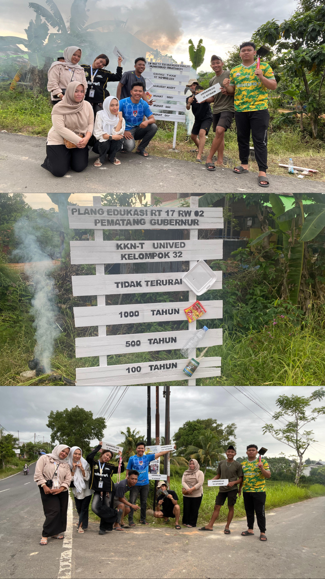 Pemasagan pelang edukasi  sampah dan plang jalan kelompok,32   Rt,17,02  pematang gubenur