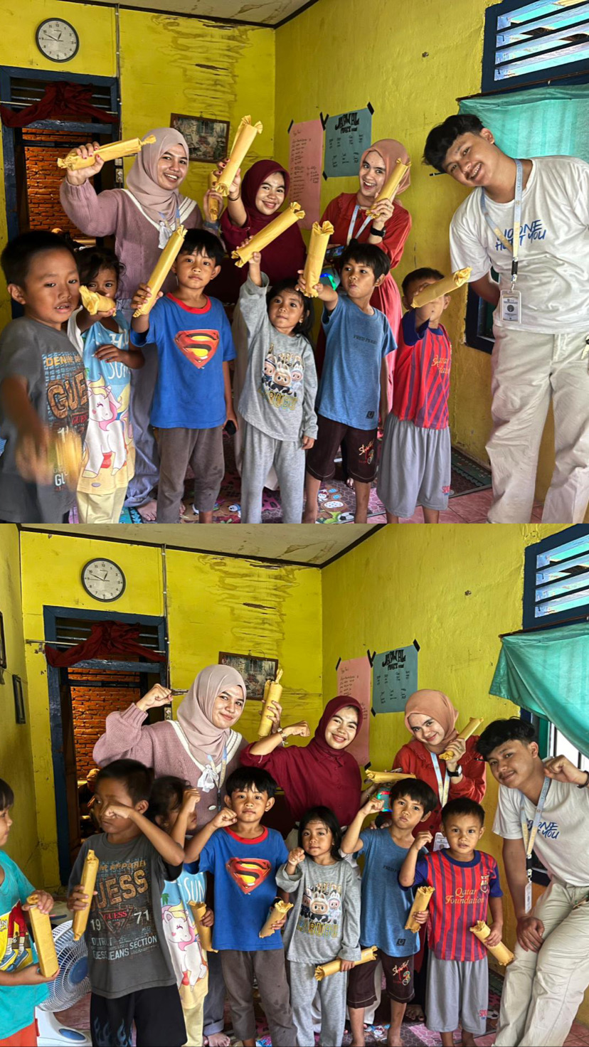 Foto bersama adik-adik di rt 14 penurunan 