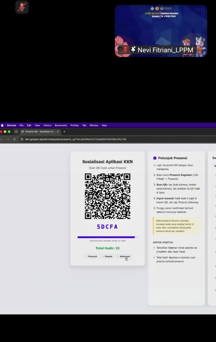 Zoom Meeting Mengenai Penggunaan Aplikasi KKN