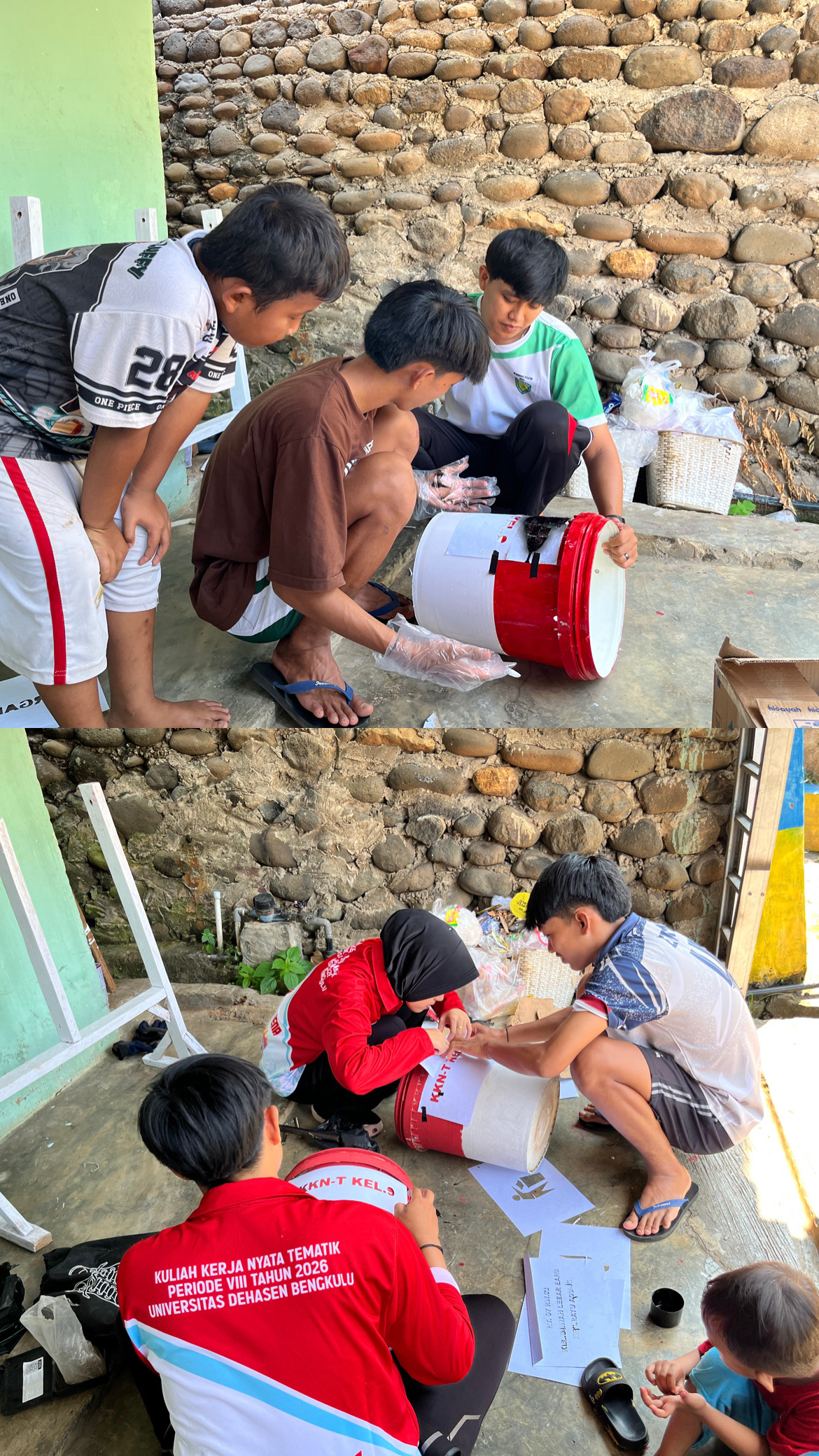 Pembuatan  Tong Sampah kelompok 9 untuk rt 07