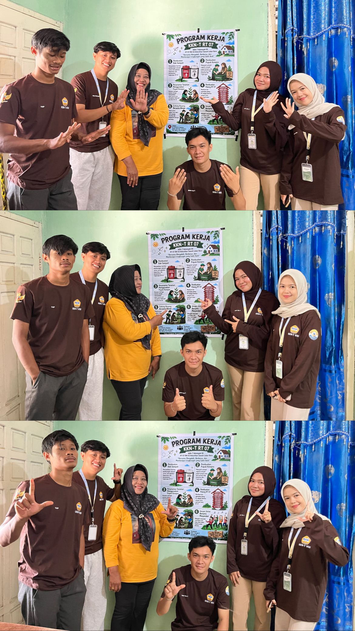 Dokumentasi Bersama DPL. dan KKN Kelompok 9 di Depan Spanduk Program Kerja