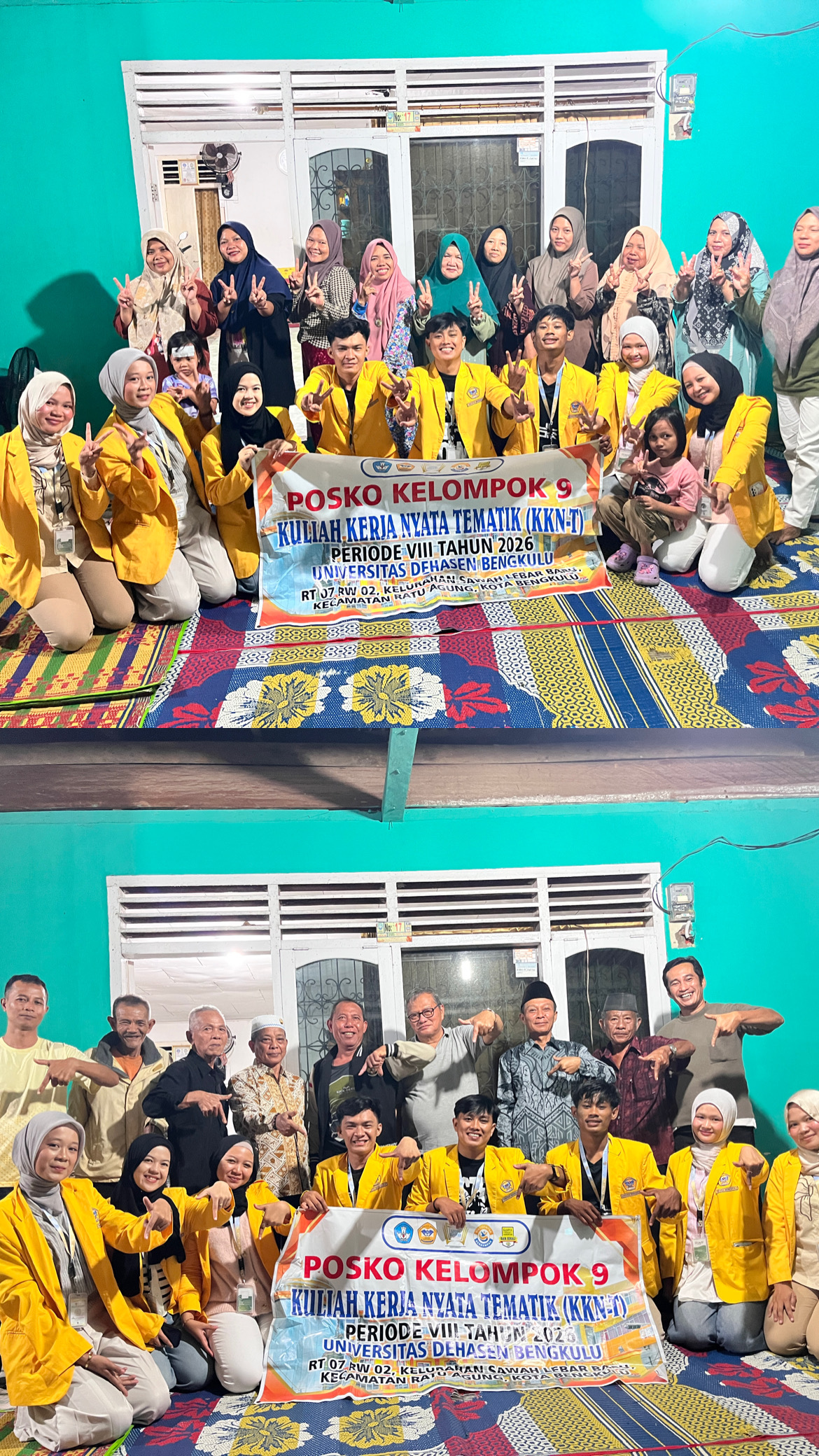 Foto bersama warga RT 07 dengan KKN Kelompok 9 dalam acara perpisahan 