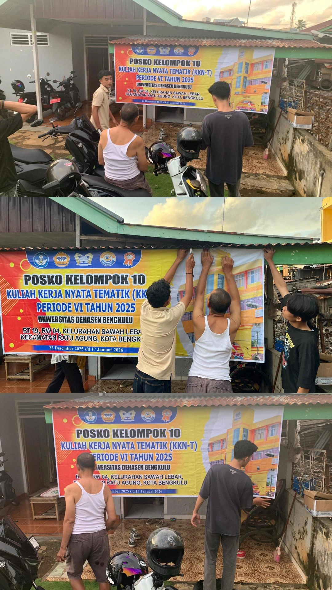 Pemasangan spanduk KKN-T
