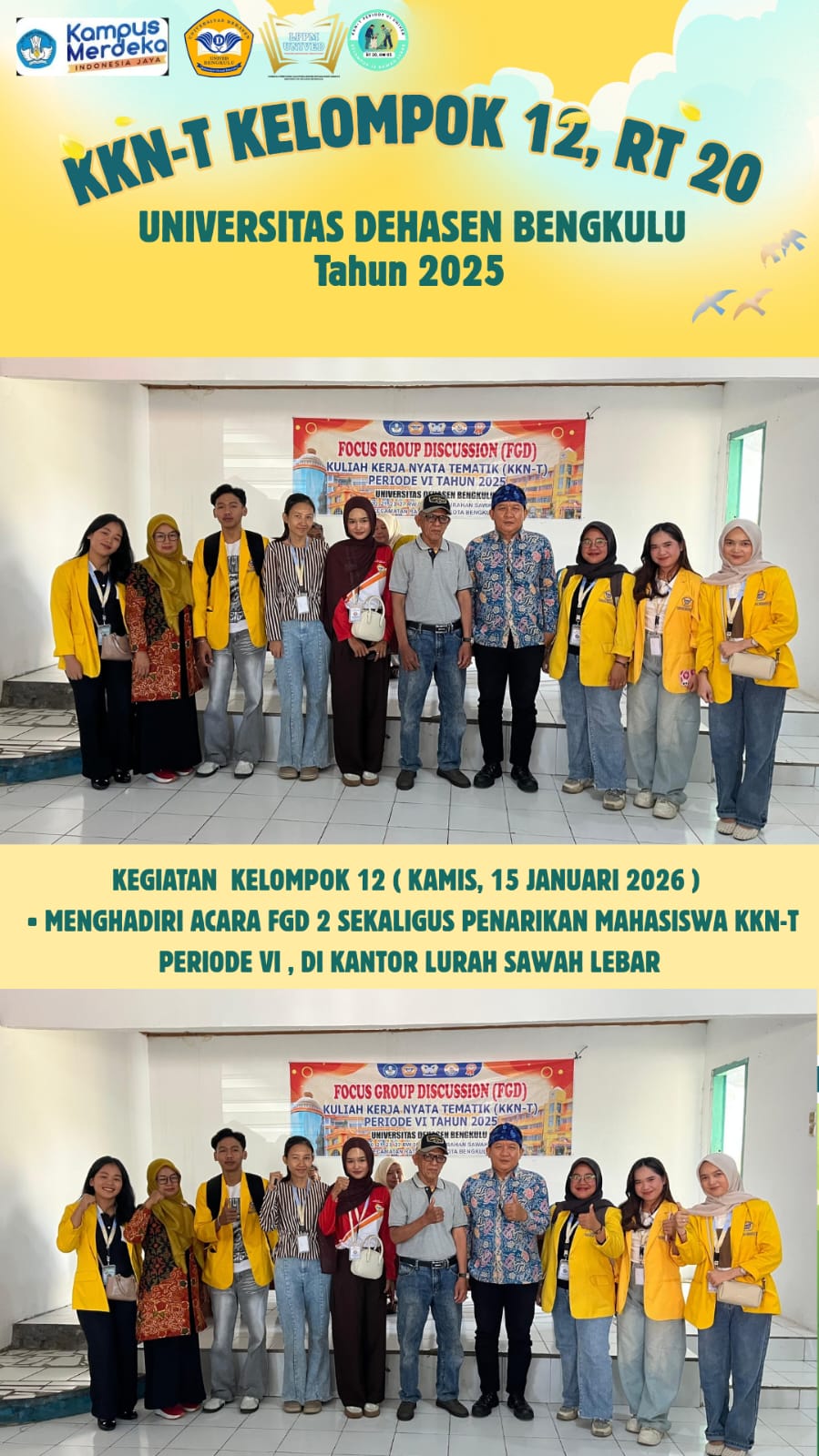 Menghadiri Kegiatan FGD terakhir dan penarikan mahasiswa KKN-T di kantor lurah