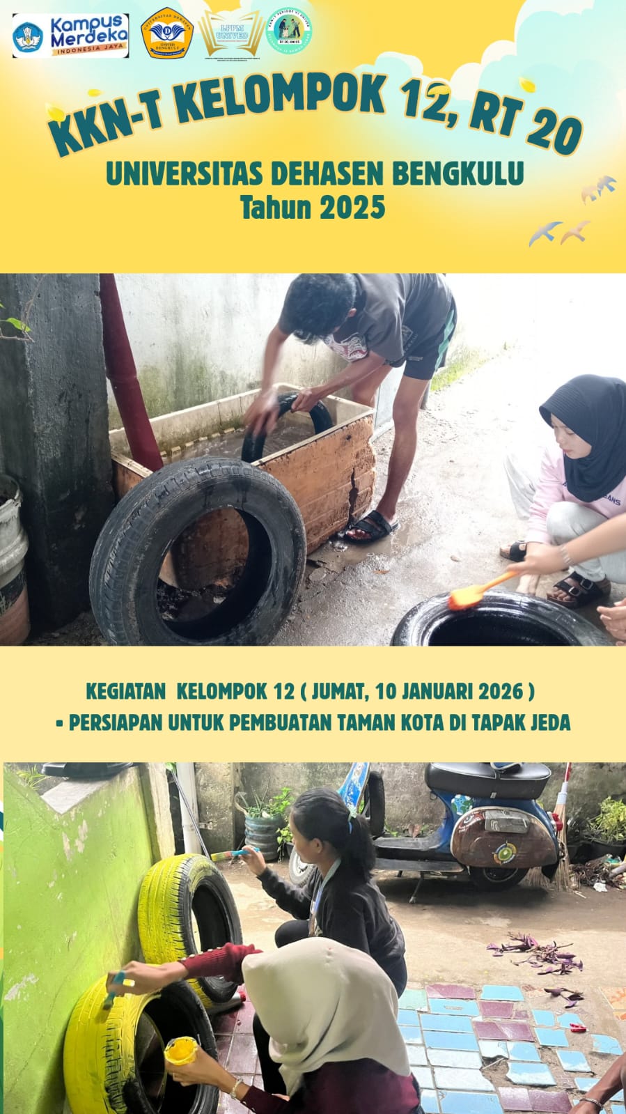 Persiapan untuk pembuatan taman kota di tapak jeda 
