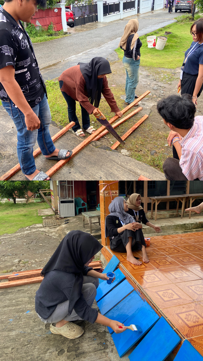 MENGERJAKAN PROKER SAMPAI TAHAP PENGECATAN PAPAN NAMA GANG DI RT 21 