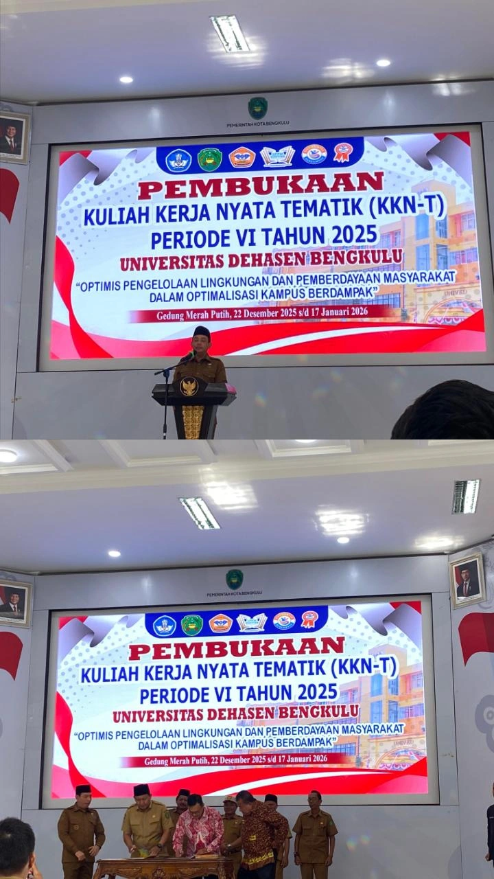 pembukaan kuliah kerja nyata tematik (KKN-T)Pembukaan Kuliah Kerja Nyata Tematik (KKN-T) Periode VI Tahun 2025 Universitas Dehasen Bengkulu.