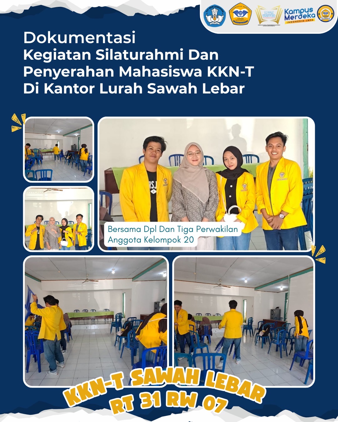 Kegiatan silaturahmi dan penyerahan mahasiswa KKN-T di kantor lurah sawah lebar 