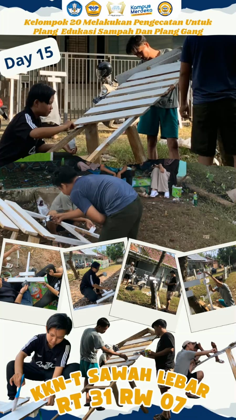 Melakukan pengecatan plang gang dan plang edukasi sampah