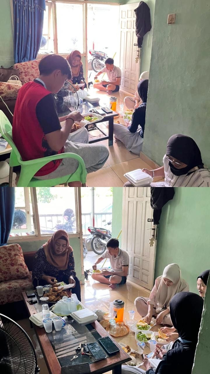 Makan bersama DPL KKN kelompok 9 di posko RT 07 sawah lebar baru