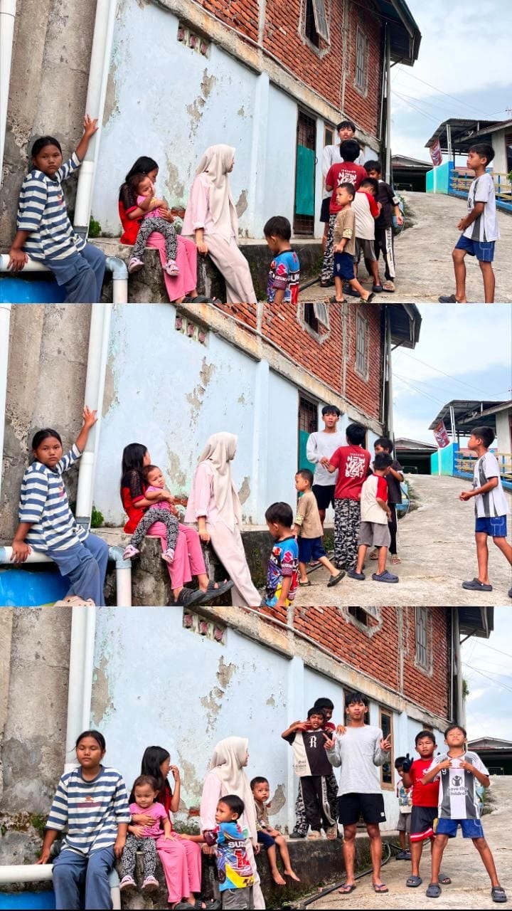 Main sore bersama anak anak sekitar posko KKN kelompok 9 disawah lebar baru
