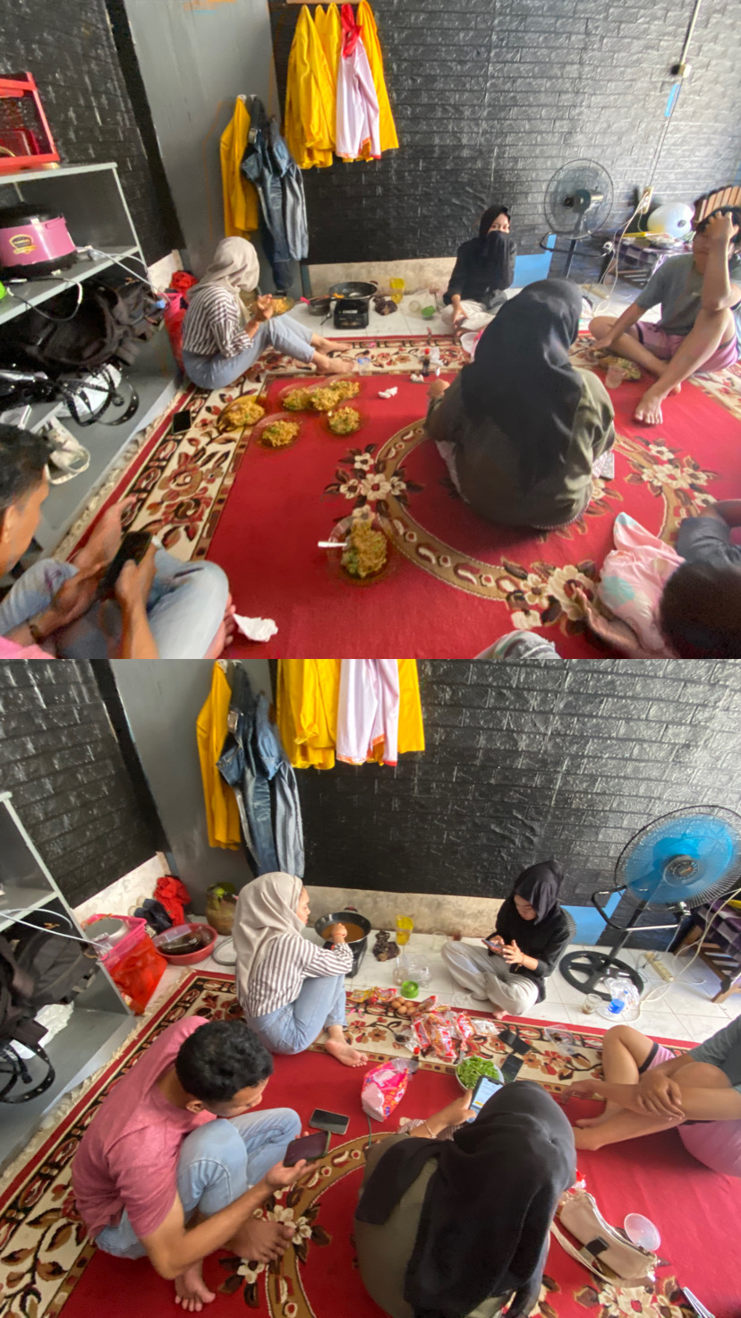 memasak dan makan siang 