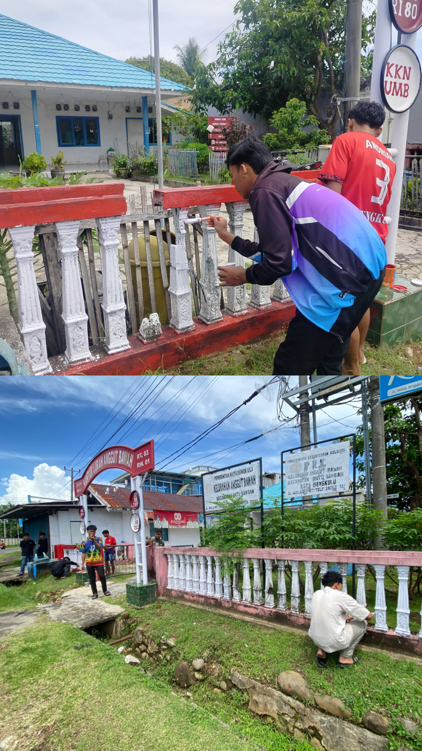 ngecat pagar kantor lurah kelurahan anggut bawah