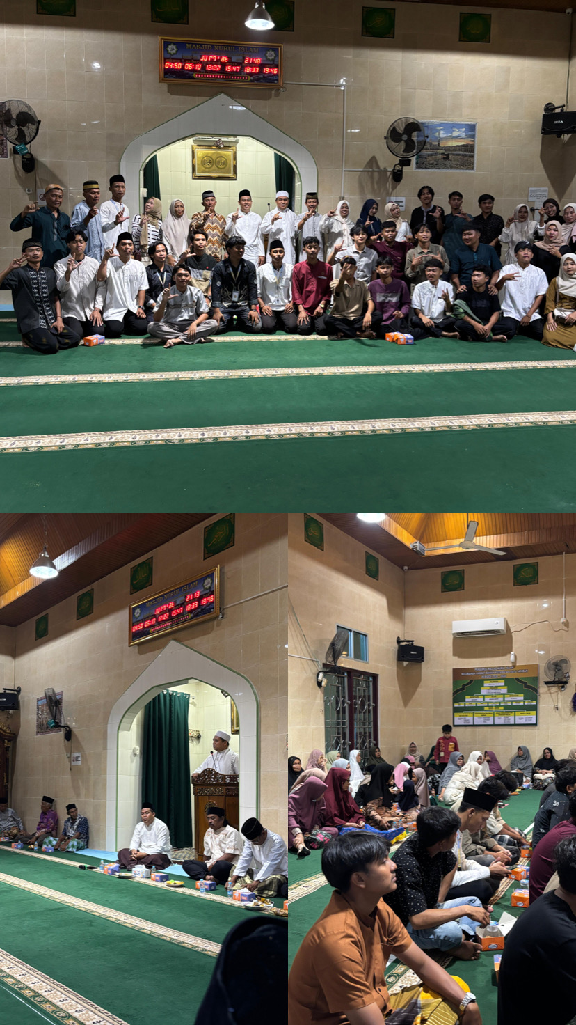 kegiatan isra’miraj di masjid nurul islam kelurahan anggut bawah bersama warga dan mahasiswa/i kkn-t seluruh kelurahan anggut bawah