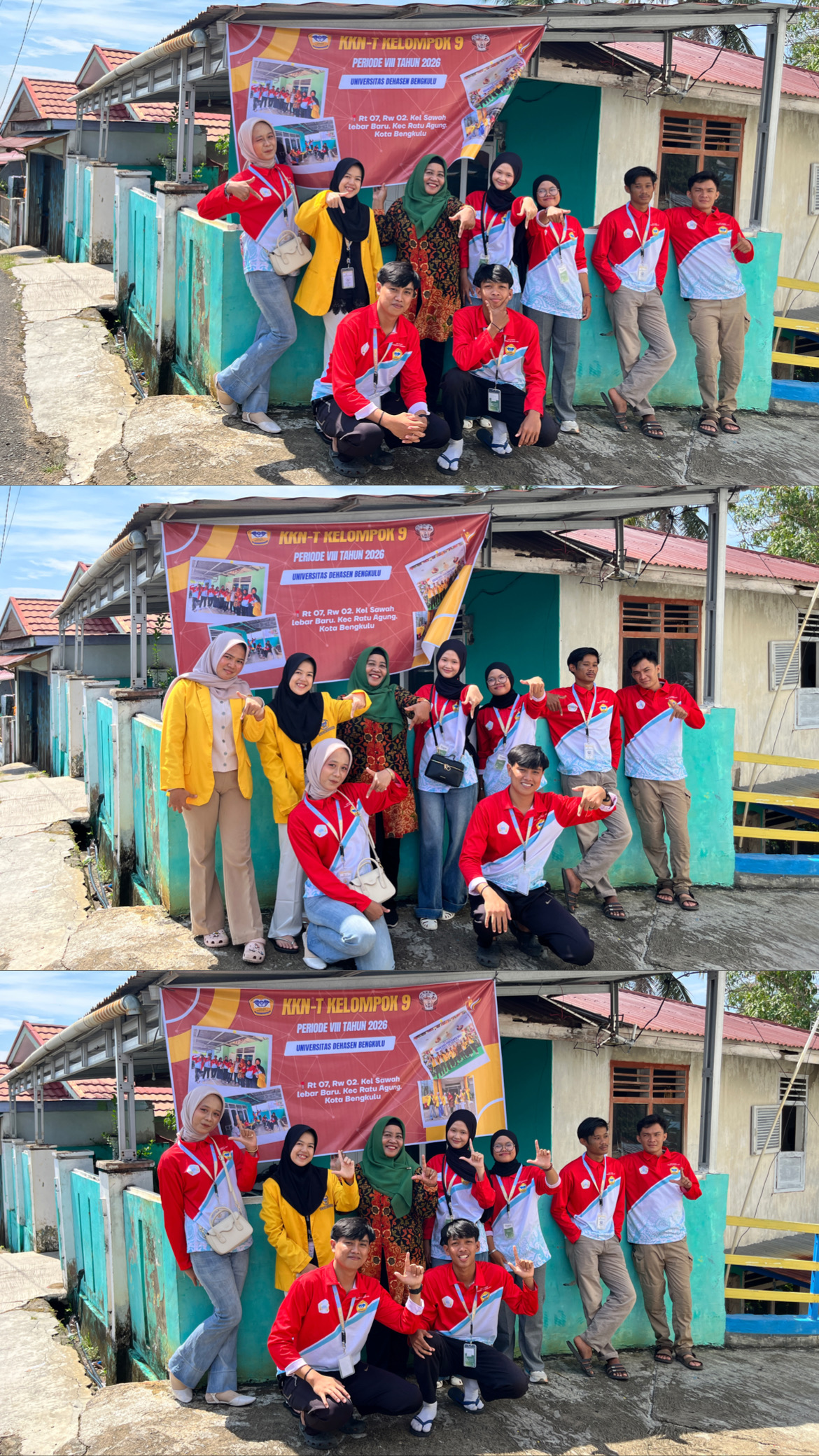 Foto Bersama DPL di Depan Spanduk KKN Kelompok 9 RT 07