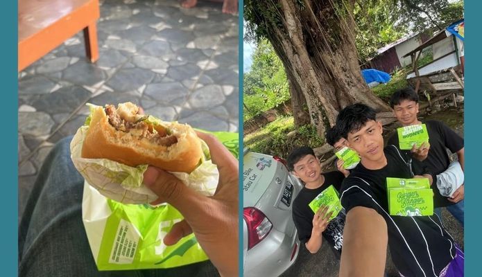 Pemberian Makanan Kepada Mahasiswa KKN Oleh Masyarakat Setelah Sholat Juma’at.