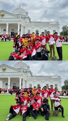 foto bersama dosen Dpl dan masiswa/i KKN kelompok 52,53 kelurahan anggut bawah