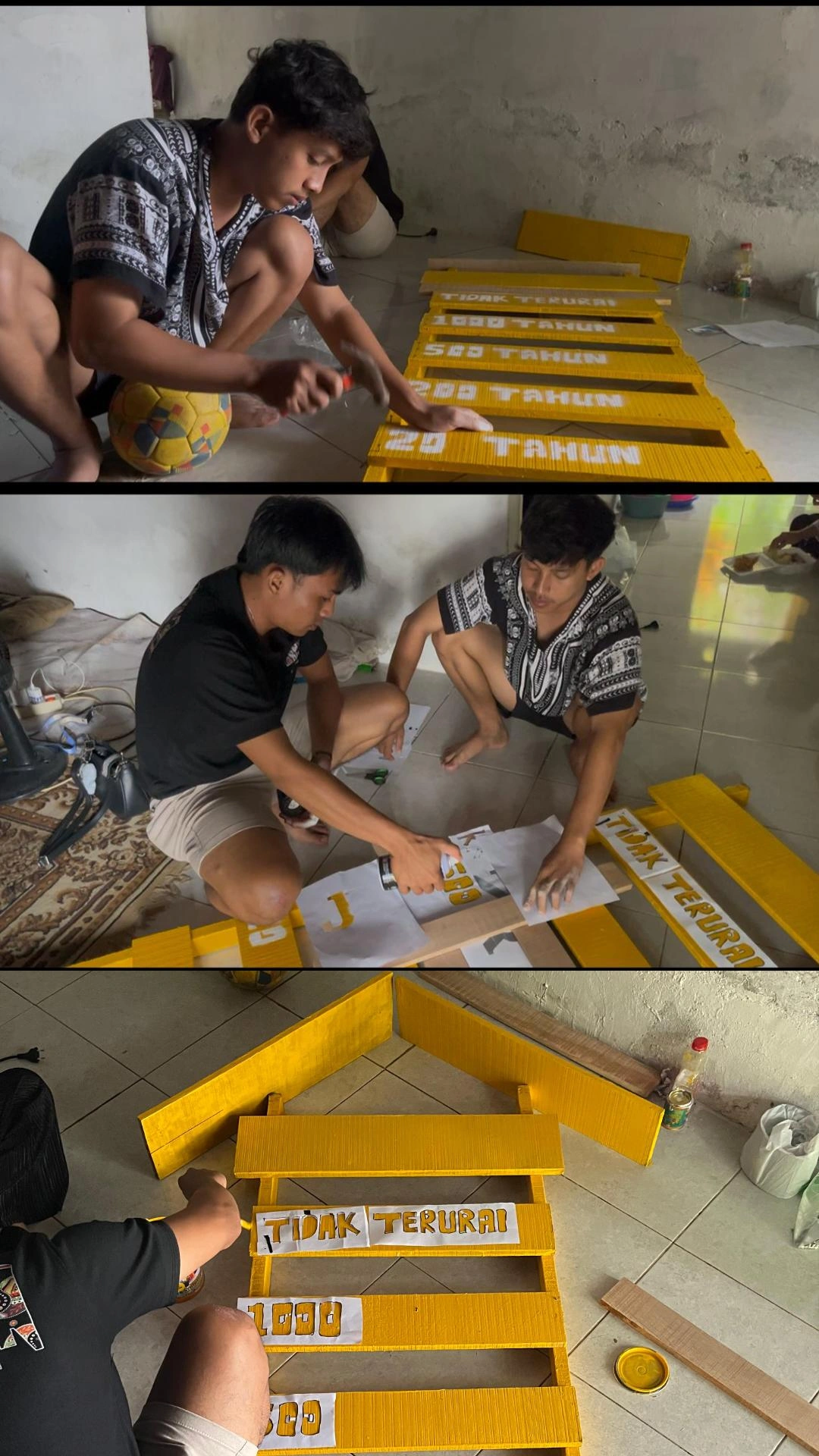 Proses pengecatan Plang edukasi Sampah 